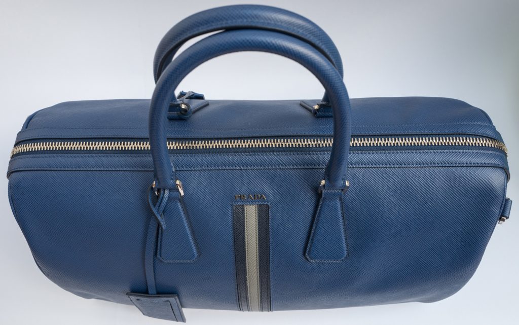 Prada leather holdall top view