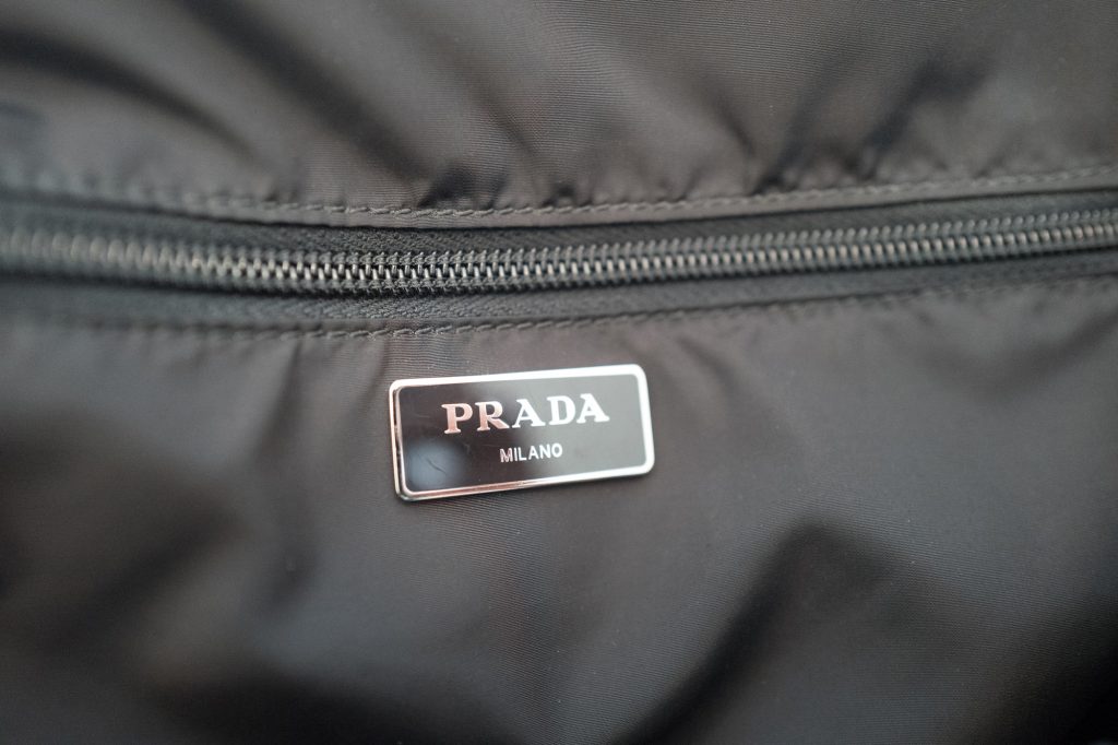 Prada logo inside tote bag