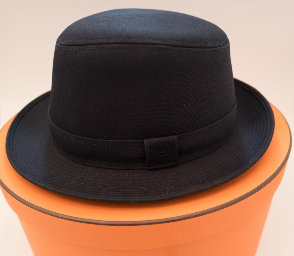 Hermes blue hat with orange box