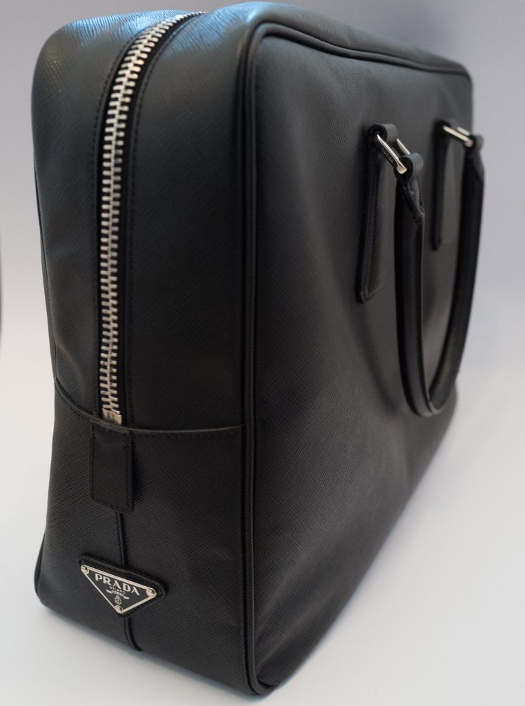 Prada black leather briefcase