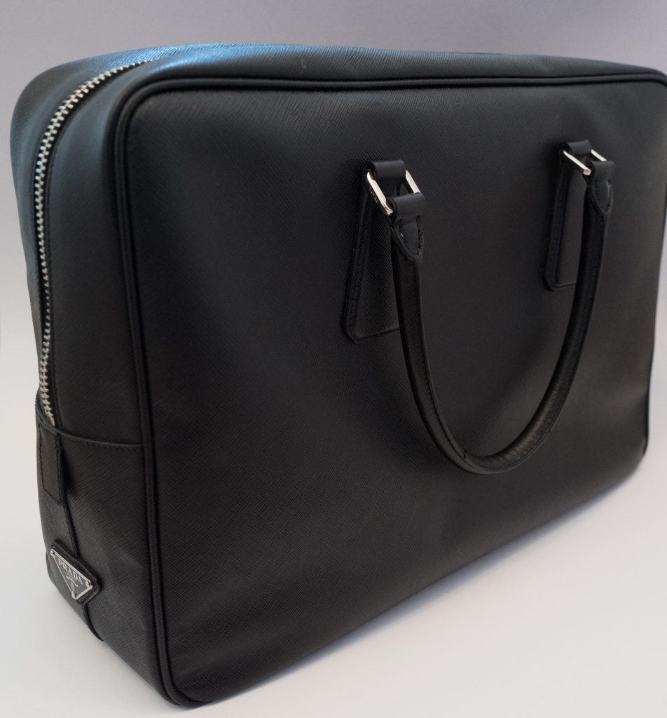 Prada black leather briefcase