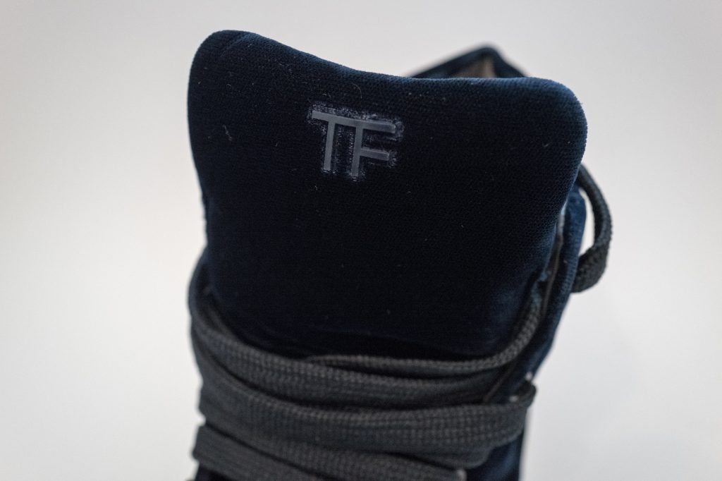 Tom Ford Velvet blue high top trainers