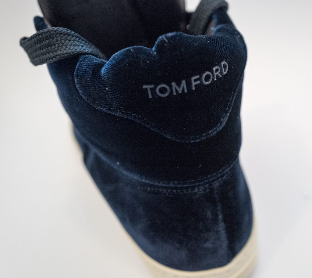 Tom Ford Velvet blue high top trainers