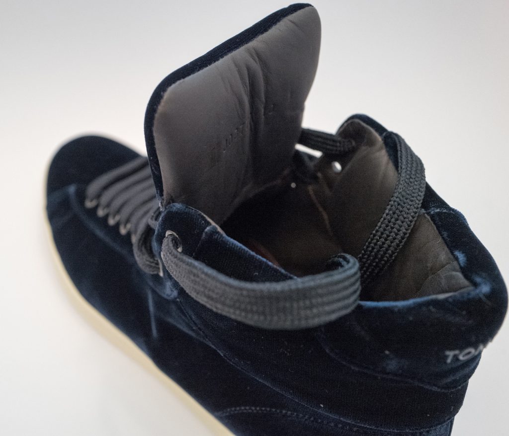 Tom Ford Velvet blue high top trainers