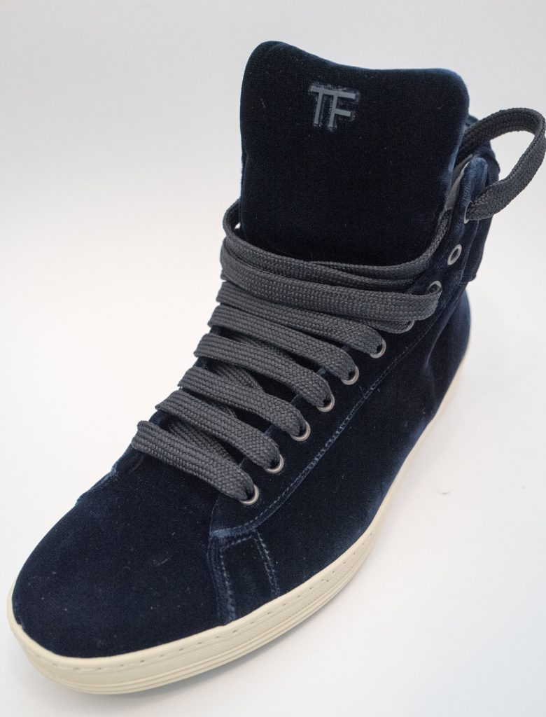 Tom Ford Velvet blue high top trainers