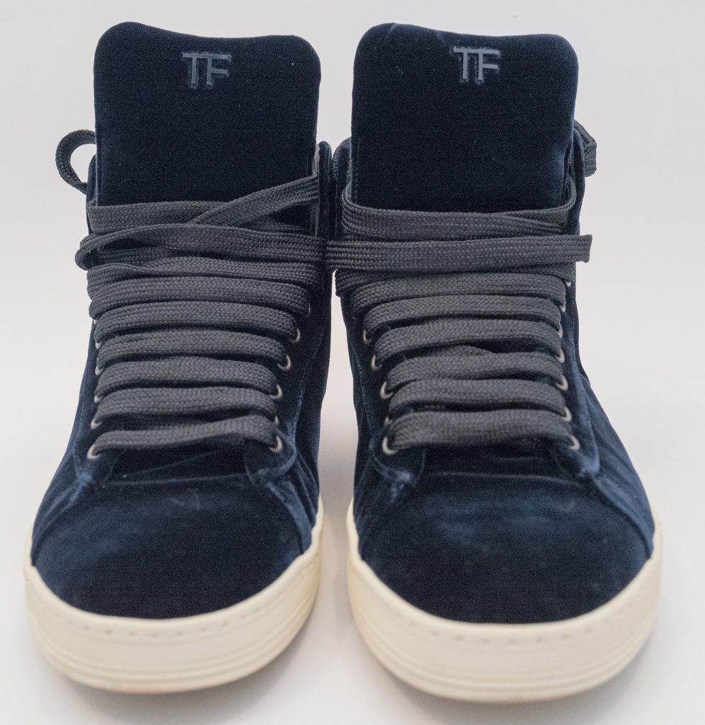 Tom Ford Velvet blue high top trainers