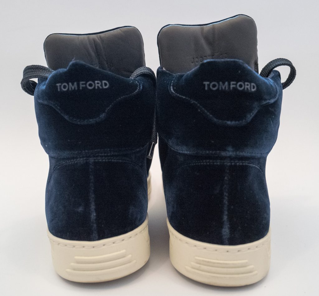 Tom Ford Velvet blue high top trainers