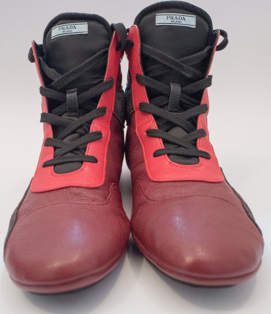 Prada red boxing boots
