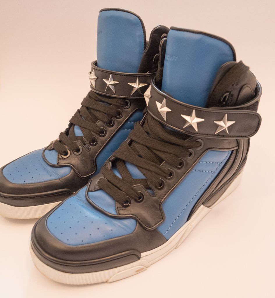 Givenchy blue and black star leather hightop trainers