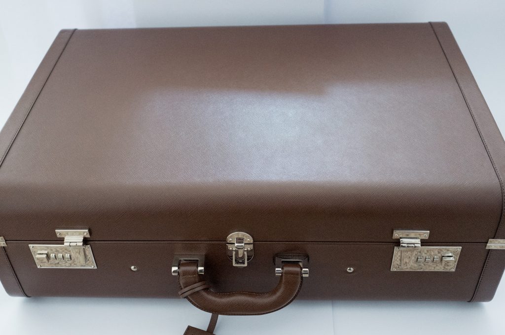 Prada leather hard suitcase