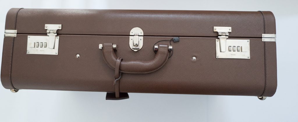 Prada leather hard suitcase