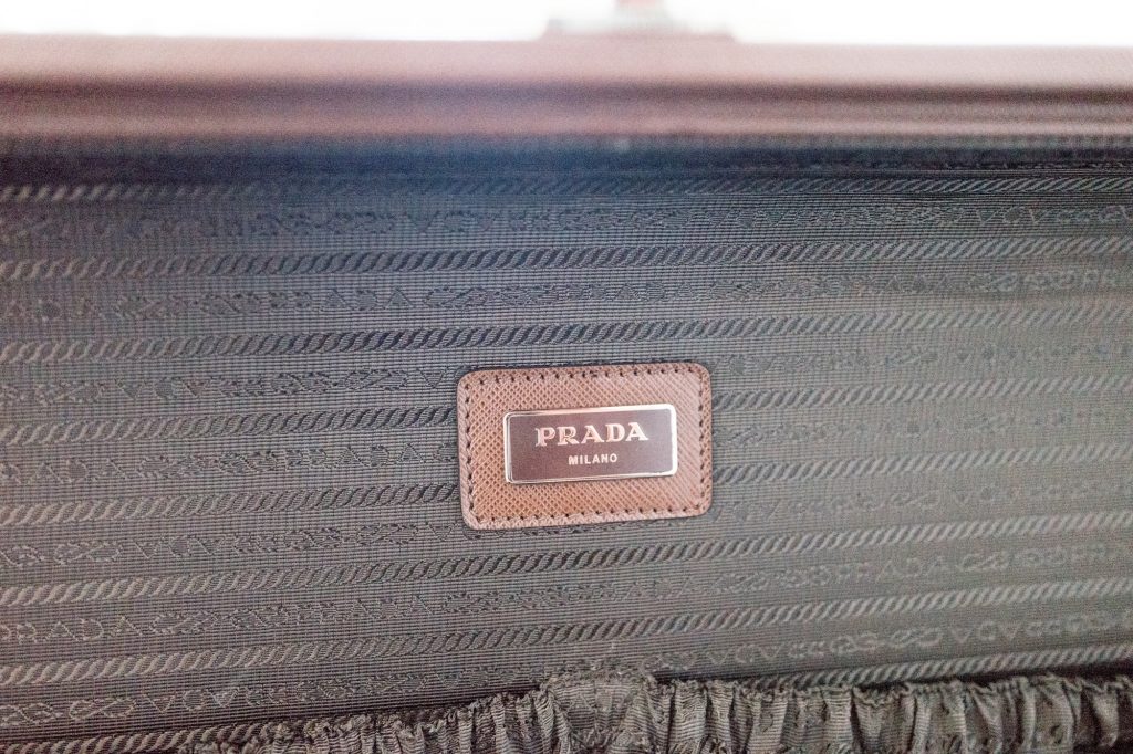Prada leather hard suitcase