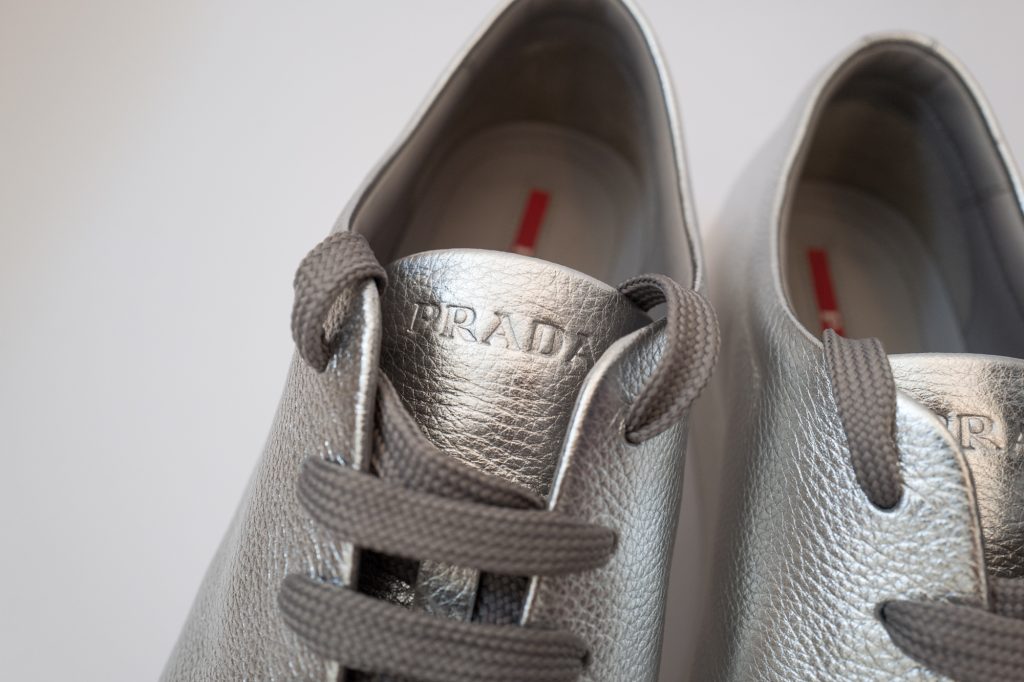 Prada silver mens trainers