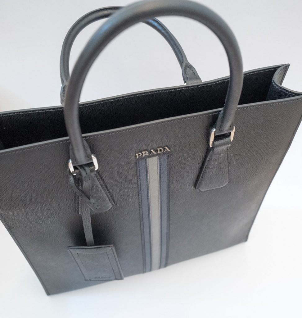 Prada black leather tote bag