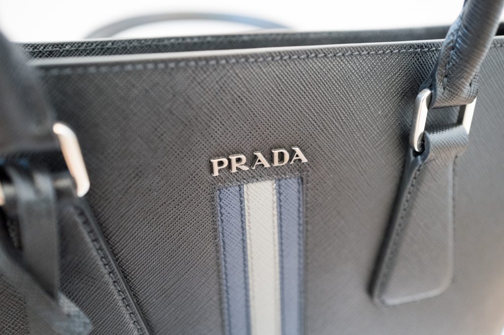 Prada black leather tote bag