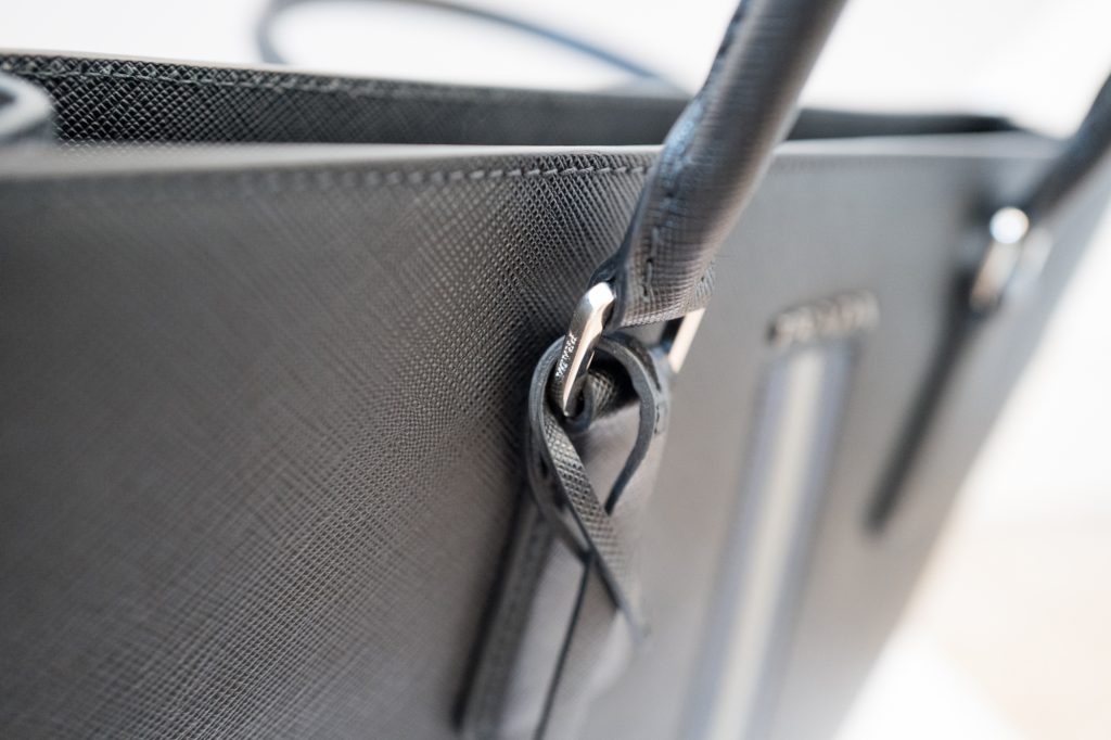 Prada black leather tote bag