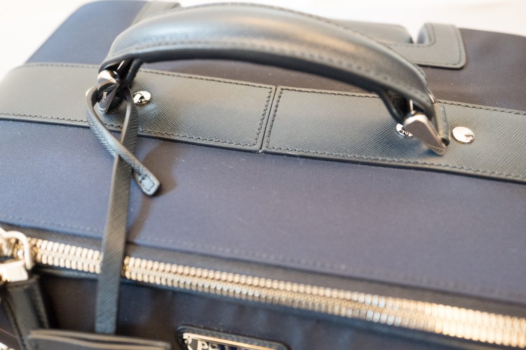 Blue Prada nylon and Saffiano leather trolley