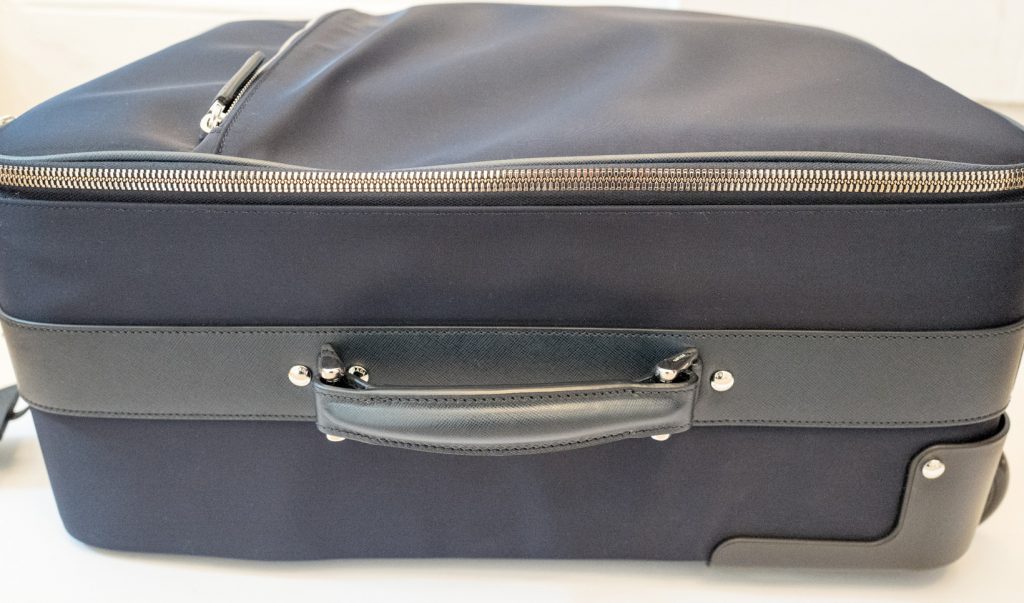 Blue Prada nylon and Saffiano leather trolley