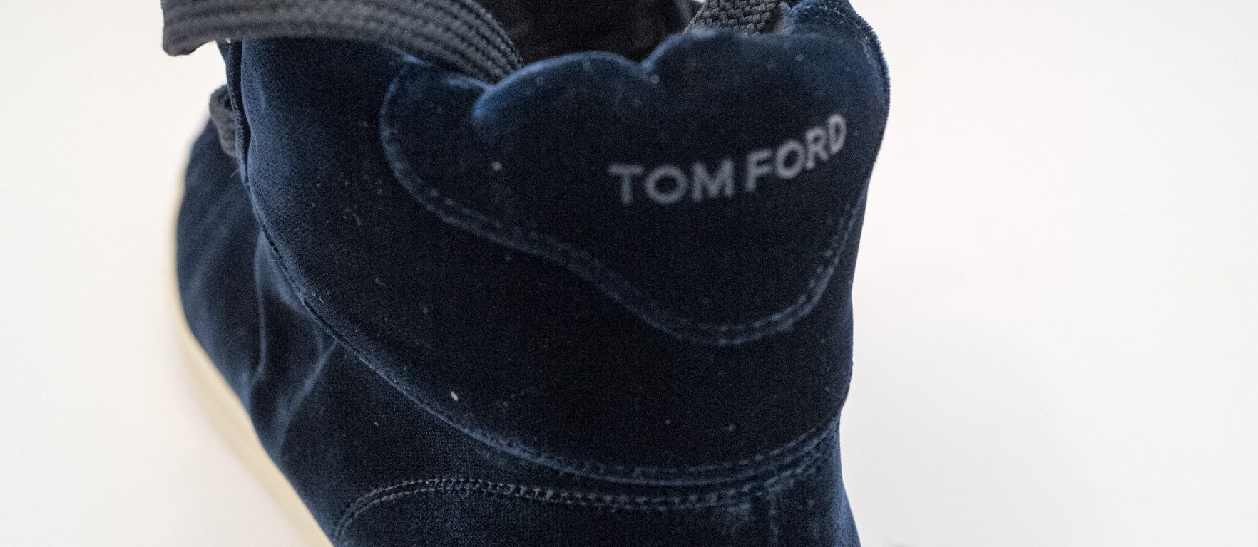 Tom Ford Velvet blue high top trainers