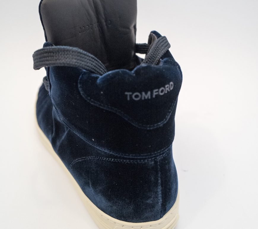 Tom Ford Velvet blue high top trainers