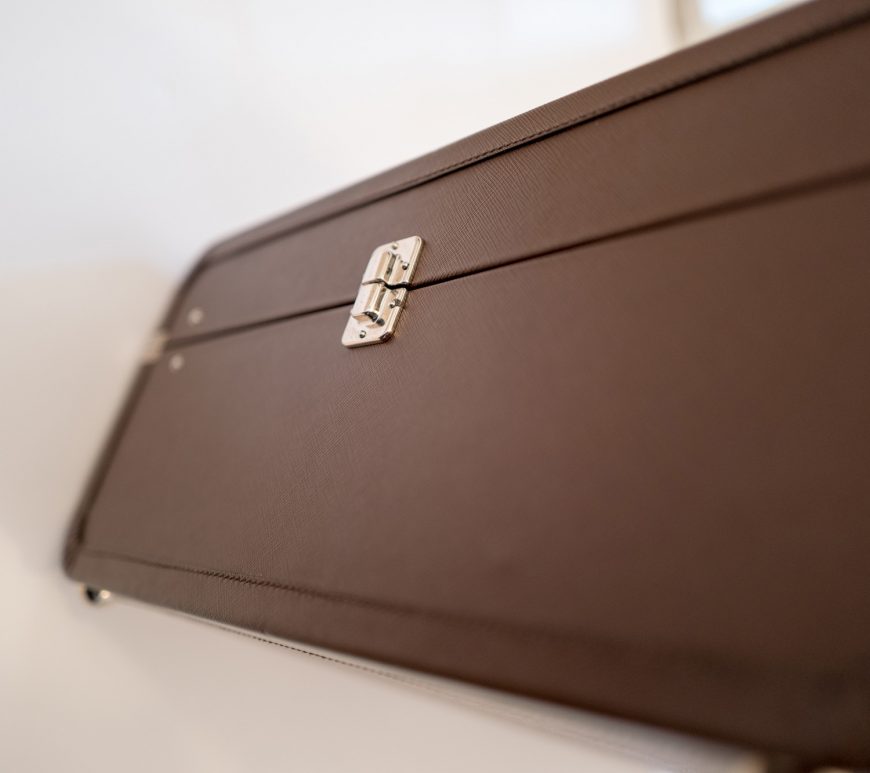 Prada leather hard suitcase