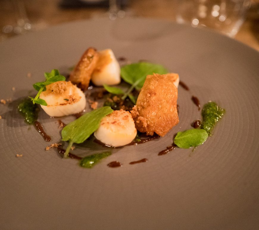 Scallops starter - The Masons Arms, Knowstone, Exmoor, Devon